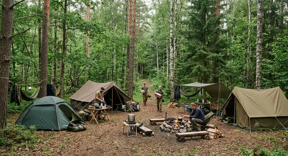 Základní tábor v lese
